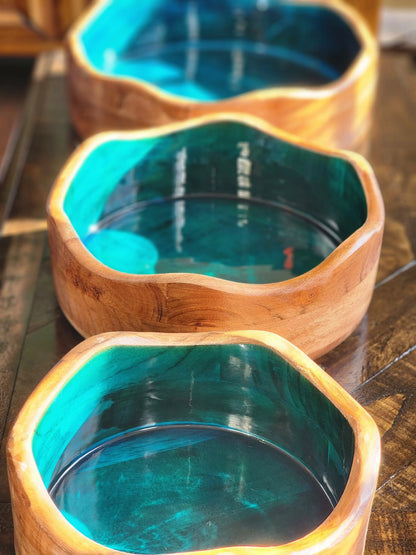 Customized "Green Energy" Acacia Wood Candle Bowl 7chakrasrus
