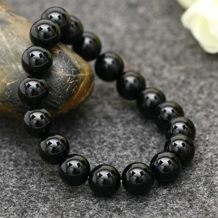 Black Tourmaline "I Guard Souls" Beaded Bracelet