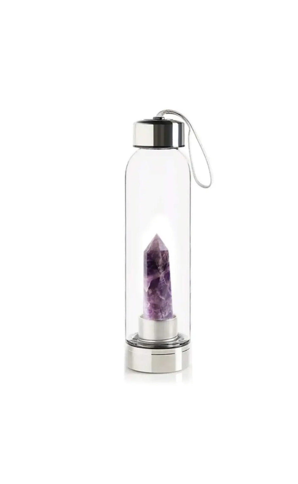 Positively Charged Crystal Infused Water Bottle With Natural Point Healing Wand